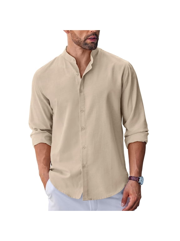 Mens Dress Shirts Long Sleeve Button Down Collar Shirt Business Casual Shirts