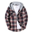 thumbnail image 1 of Coshow Men's Long Sleeve Plaid Hooded Jacket Casual Flannel Shirt Button Down Shirts, 1 of 5