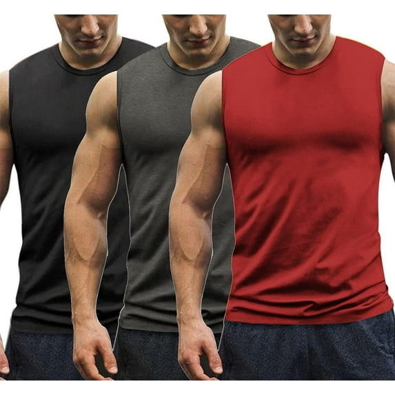 COOFANDY 3 Pack Men's Muscle Shirts Sleeveless Quick Dry Gym Workout Tank Top