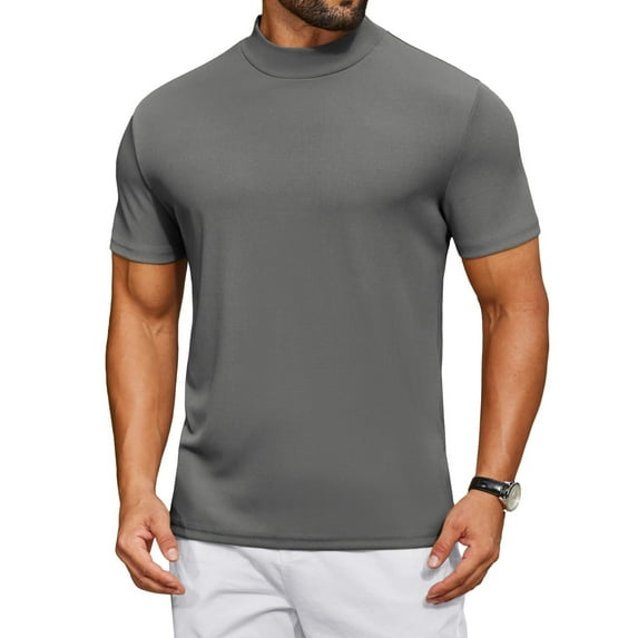 COOFANDY Men's Half Turtleneck Shirts Short Sleeve Slim Fit Underwear T-Shirts Lightweight Baselayer Mock Top