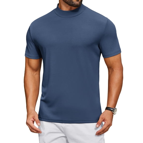 COOFANDY Mens Short Sleeve T-Shirts Mock Turtleneck Short Sleeve Shirts Casual Mock Neck Golf Shirts
