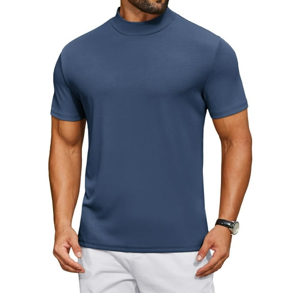 COOFANDY Mens Short Sleeve T-Shirts Mock Turtleneck Short Sleeve Shirts Casual Mock Neck Golf Shirts
