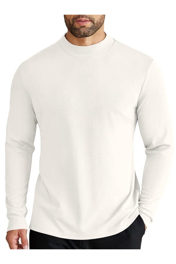 Men's Mock Turtleneck Long Sleeve Shirts Slim Fit Basic T-Shirt Lightweight Ribbed Pullover Sweater