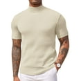 thumbnail image 1 of COOFANDY Men's Short Sleeve Mock Turtleneck Sweater - Ribbed Knit Solid Casual Basic Pullover Tee, 1 of 9