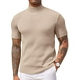 thumbnail image 1 of COOFANDY Men's Short Sleeve Mock Turtleneck Sweater - Ribbed Knit Solid Casual Basic Pullover Tee, 1 of 9
