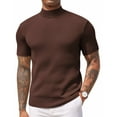 thumbnail image 1 of COOFANDY Men's Short Sleeve Mock Turtleneck Sweater - Ribbed Knit Solid Casual Basic Pullover Tee, 1 of 9