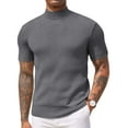 thumbnail image 1 of COOFANDY Men's Short Sleeve Mock Turtleneck Sweater - Ribbed Knit Solid Casual Basic Pullover Tee, 1 of 9