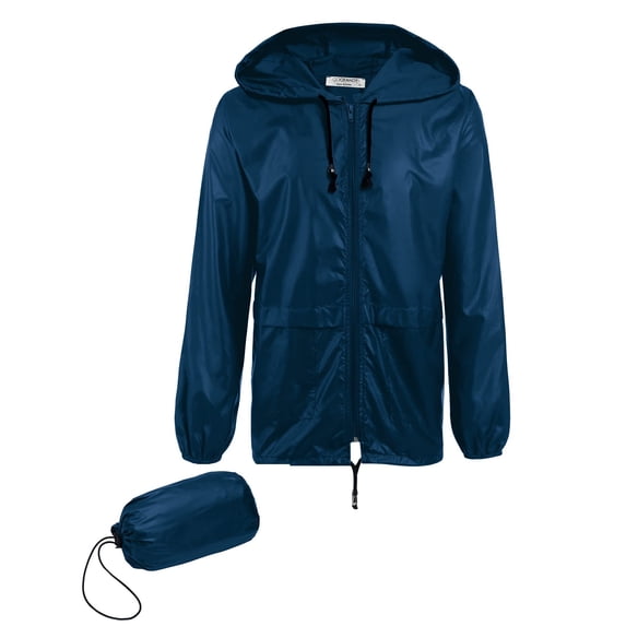 COOFANDY Men's Packable Rain Jacket Outdoor Waterproof Hooded Lightweight Classic Cycling Raincoat