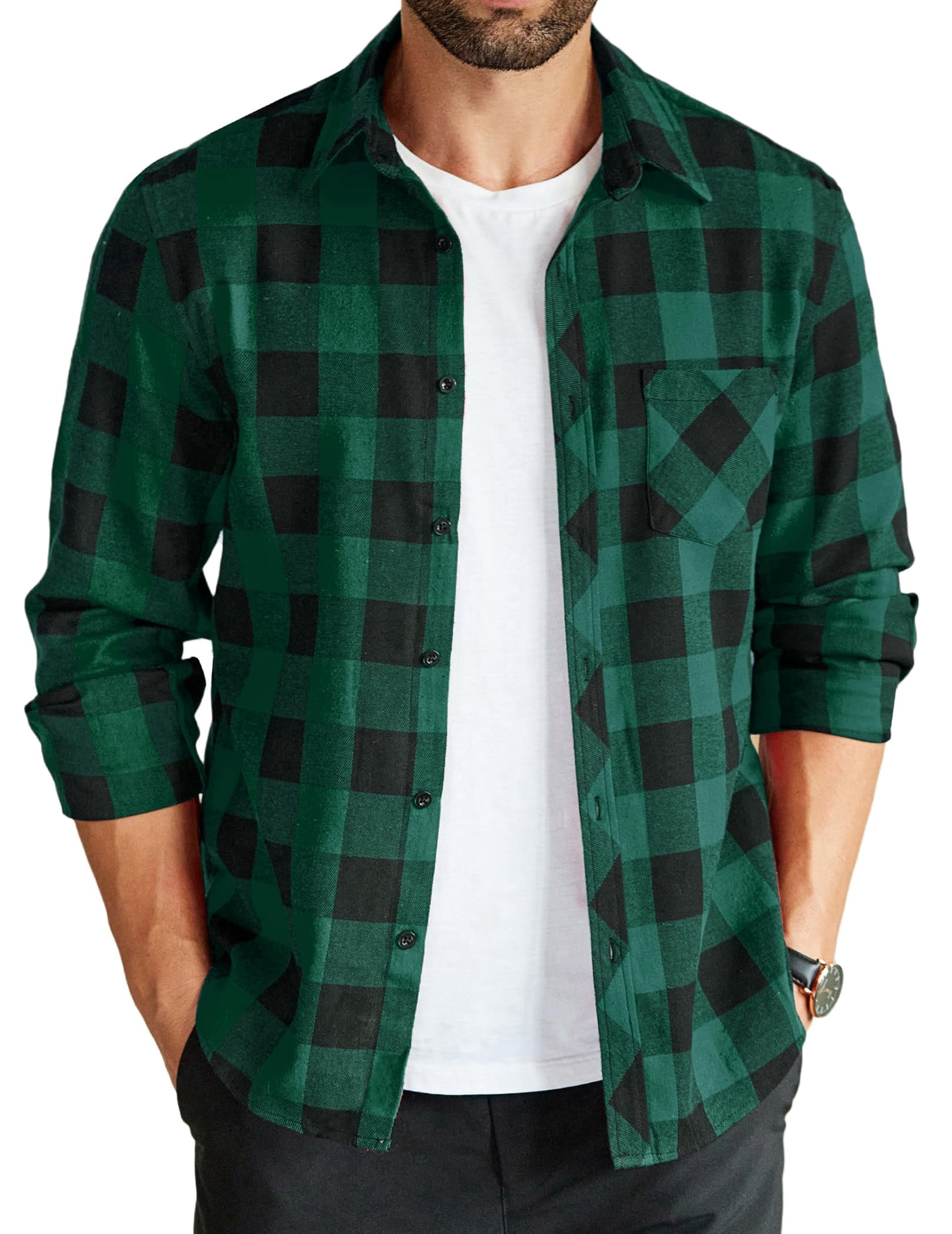 COOFANDY Men's Flannel Plaid Shirts Long Sleeve Button Down Shirts Casual Fall Shirt Jacket