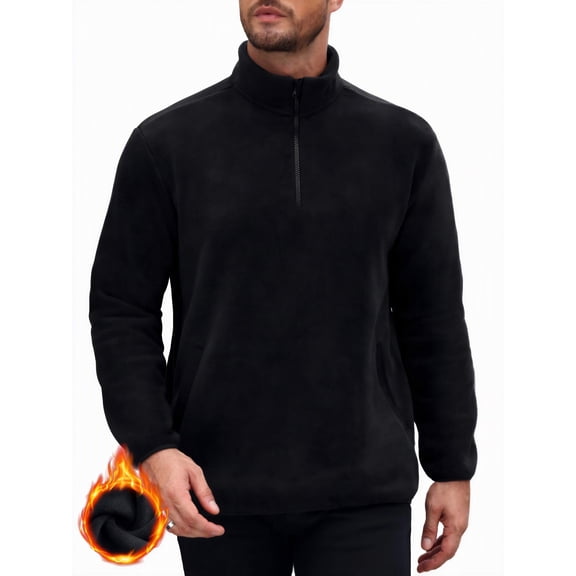 COOFANDY Men's Polar Fleece Pullover Quarter Zip 1/4 Jacket, Mock Neck Golf Sweatshirt with 2 Pockets