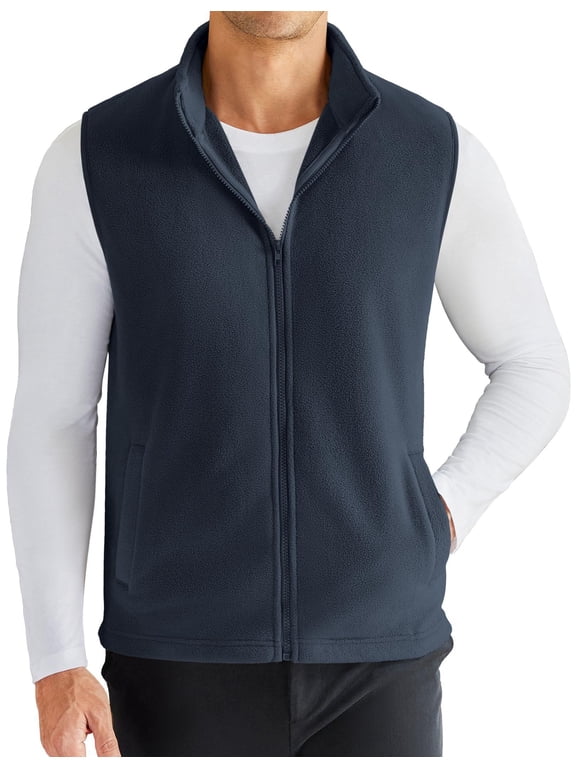 Men's Polar Fleece Vest Lightweight Sleeveless Zip Up Jacket Casual Outerwear Outdoor Golf Vests