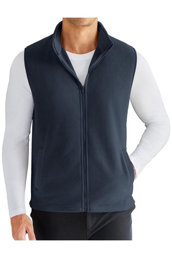 Men's Polar Fleece Vest Lightweight Sleeveless Zip Up Jacket Casual Outerwear Outdoor Golf Vests