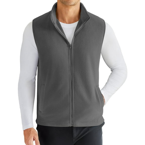 COOFANDY Men's Polar Fleece Vest Lightweight Sleeveless Zip Up Jacket Casual Outerwear Outdoor Golf Vests