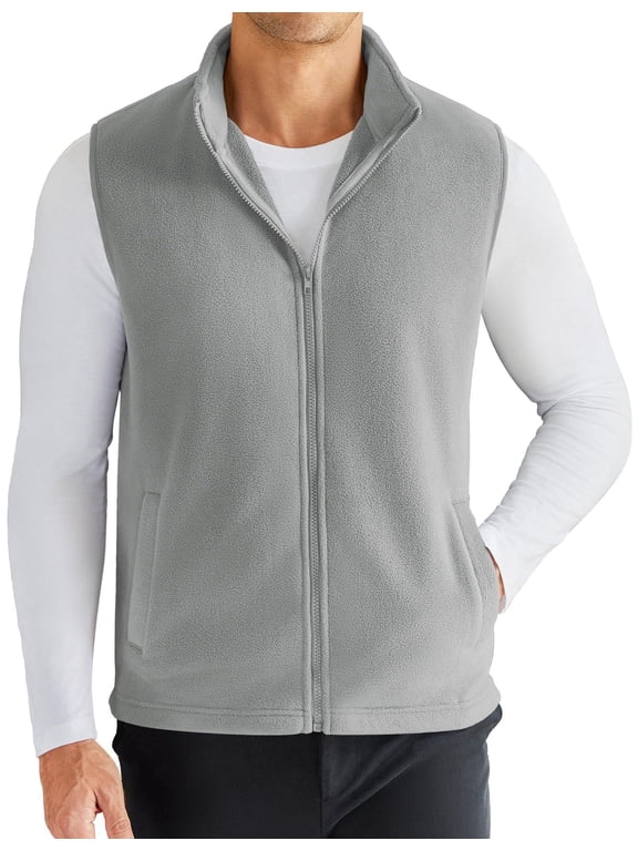 Men's Polar Fleece Vest Lightweight Sleeveless Zip Up Jacket Casual Outerwear Outdoor Golf Vests