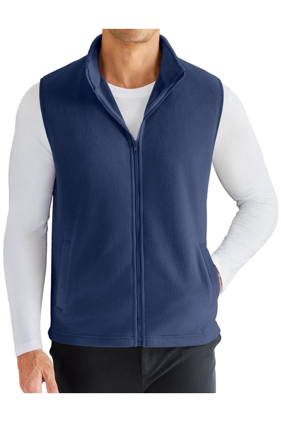 Men's Polar Fleece Vest Lightweight Sleeveless Zip Up Jacket Casual Outerwear Outdoor Golf Vests