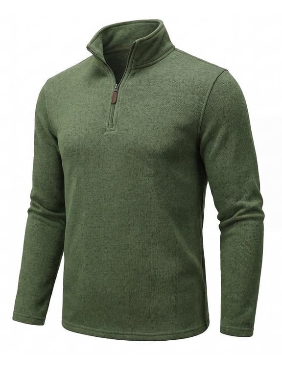 Men's Quarter Zip Pullover Sweater, Soft Knit Mock Neck Long Sleeve Casual Thermal Pullover, Lightweight Warm Half Zip Sweatshirt for Fall Winter Golf Hiking
