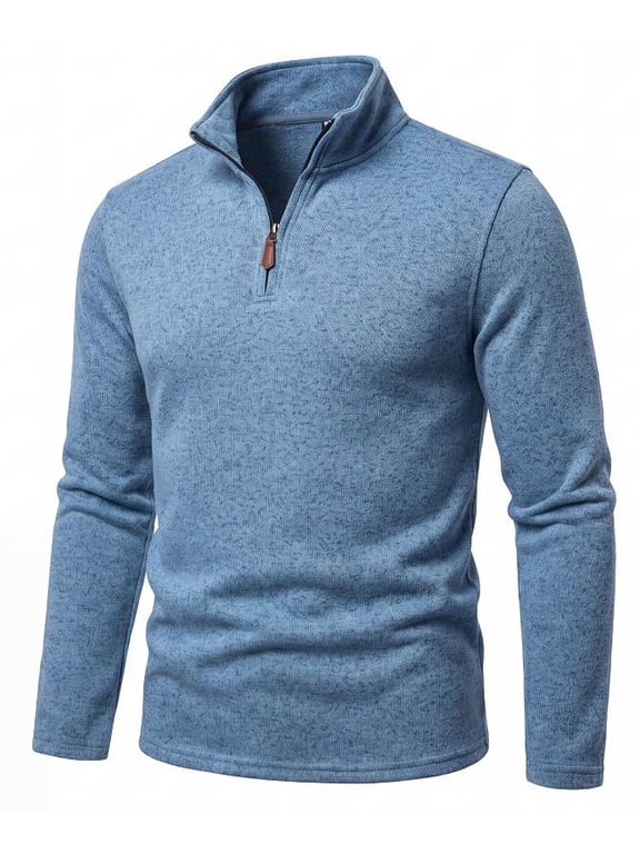 Men's Quarter Zip Pullover Sweater, Soft Knit Mock Neck Long Sleeve Casual Thermal Pullover, Lightweight Warm Half Zip Sweatshirt for Fall Winter Golf Hiking