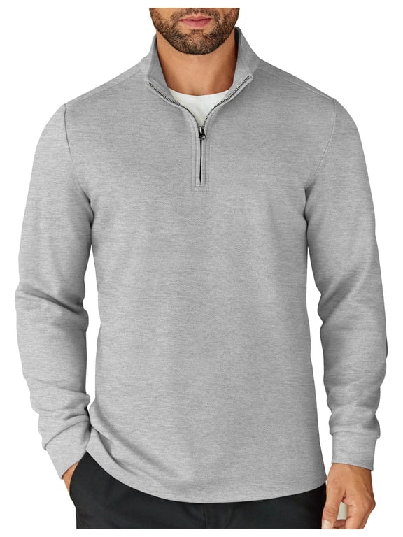 Men's Quarter Zip Up Pullover Lightweight Mock Neck Sweatshirt Casual Long Sleeve Polo Shirt