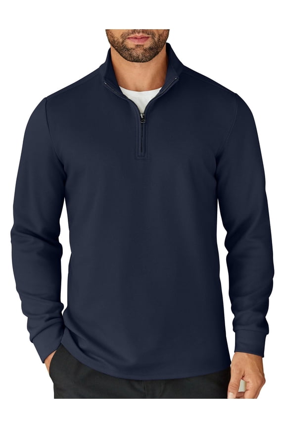 Men's Quarter Zip Up Pullover Lightweight Mock Neck Sweatshirt Casual Long Sleeve Polo Shirt