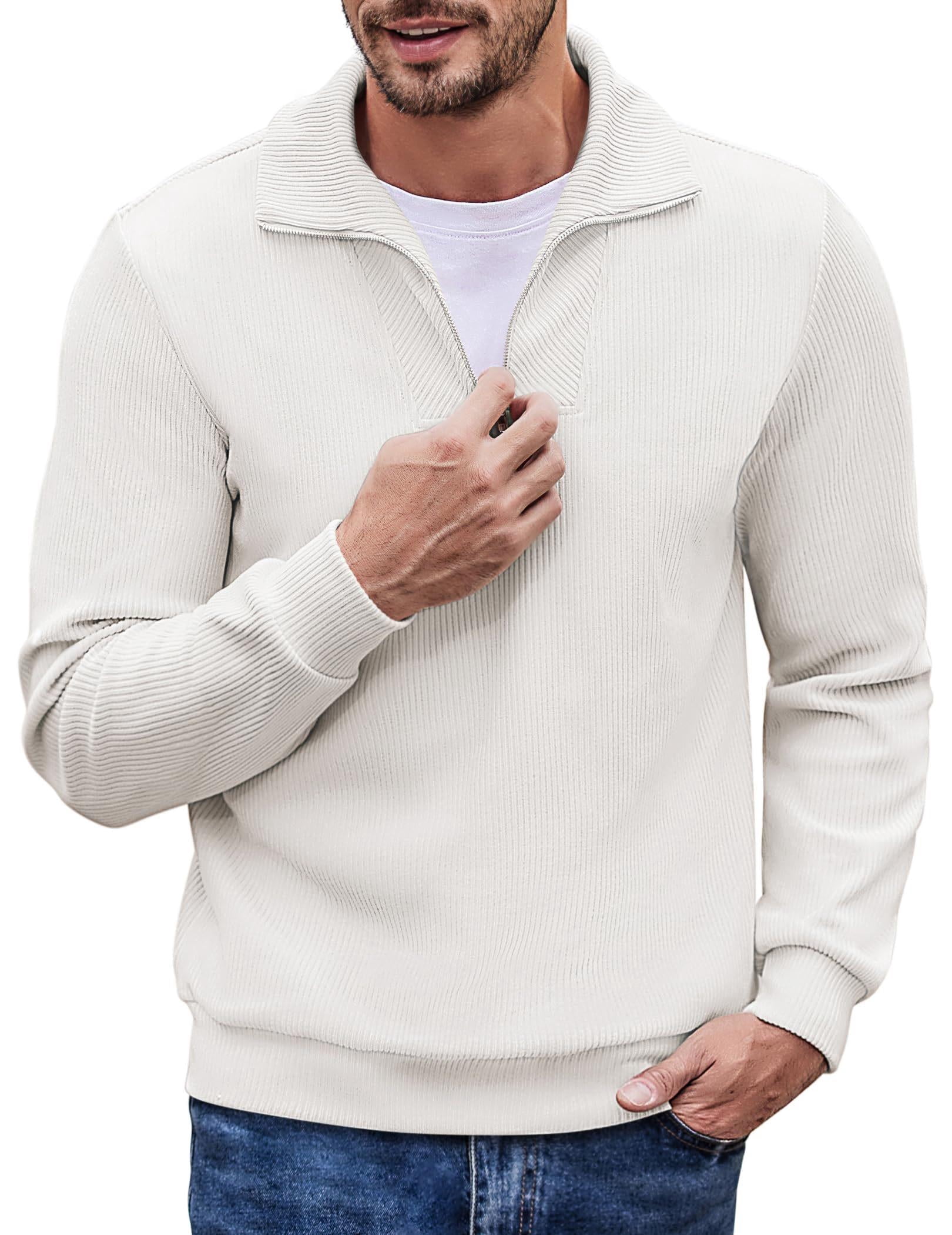 COOFANDY Men's Quarter Mock Neck Zip Up Pullover Slim Fit Mock