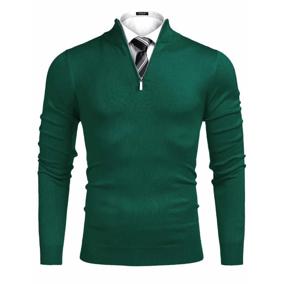 COOFANDY Men's Long Sleeve Polo Shirts Quarter Zip Up Sweaters Slim Fit Lightweight Mock Neck Pullover Casual