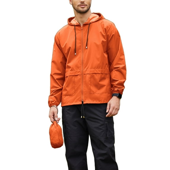 Coshow Men's Rain Jacket Waterproof Lightweight Packable Raincoat Pullover Windbreaker with Hood for Hiking Running