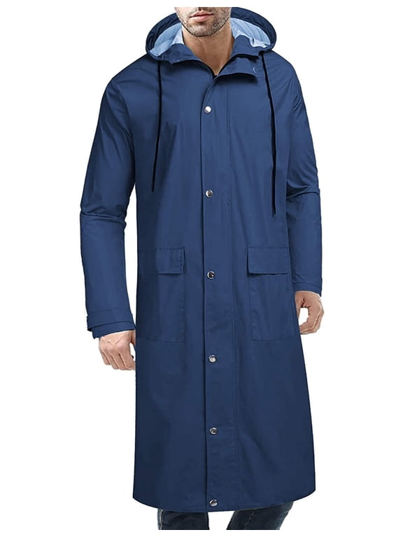 Men's Rain Jacket with Hood Waterproof Lightweight Active Long Raincoat