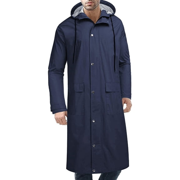 COOFANDY Men's Long Rain Jacket with Hood Waterproof Lightweight Active Raincoat