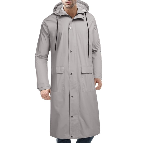COOFANDY Men's Rain Jacket with Hood Waterproof Lightweight Active Long Raincoat