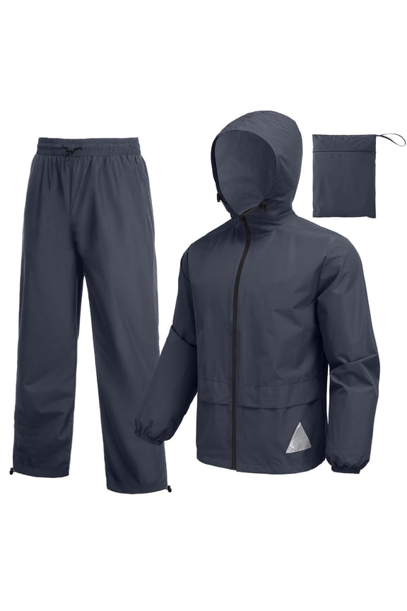 Men's Motorcycle Rain Suits Waterproof Rain Jacket Lightweight Hooded Raincoat