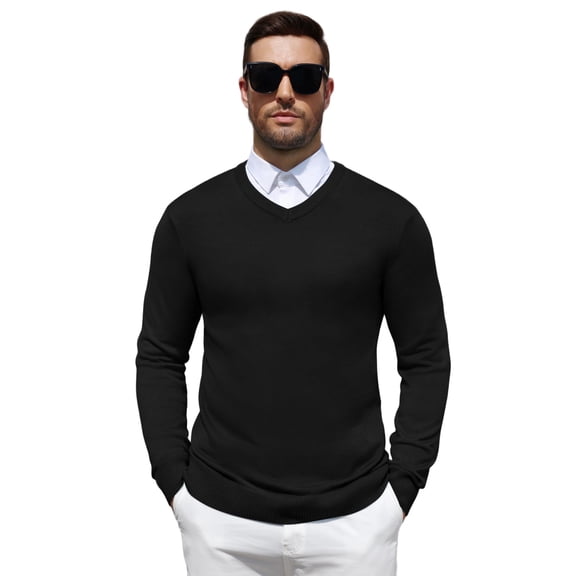 COOFANDY Men's Regular Fit Wool Blend V-Neck Pullover Sweater Relax Fit Knit Pullover for Fall Winter