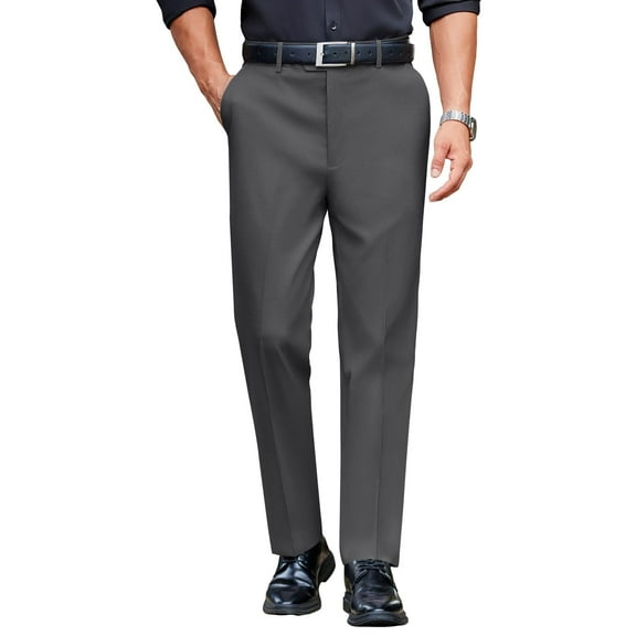 COOFANDY Mens Classic Casual Dress Pants Expandable Waist Suit Pant Slim Fit Flat Front Slacks