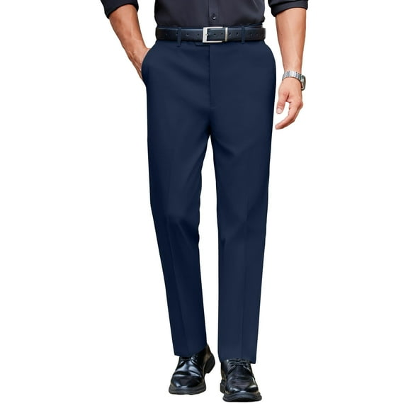 COOFANDY Mens Classic Casual Dress Pants Expandable Waist Suit Pant Slim Fit Flat Front Slacks
