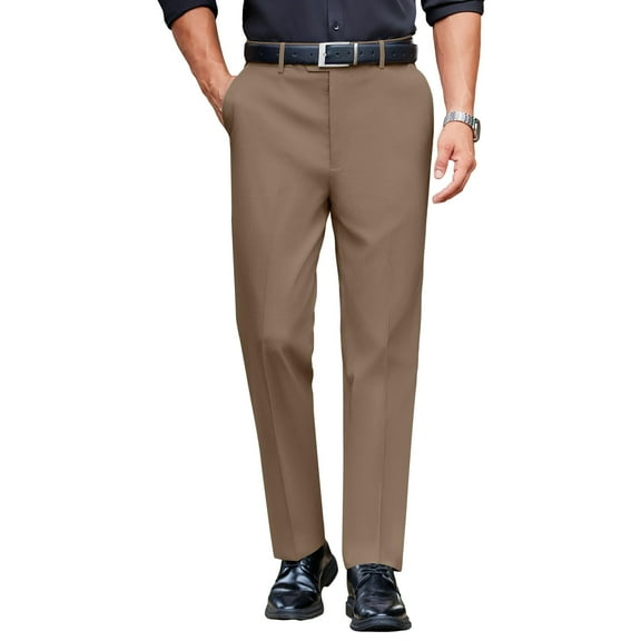 COOFANDY Mens Classic Casual Dress Pants Expandable Waist Suit Pant Slim Fit Flat Front Slacks