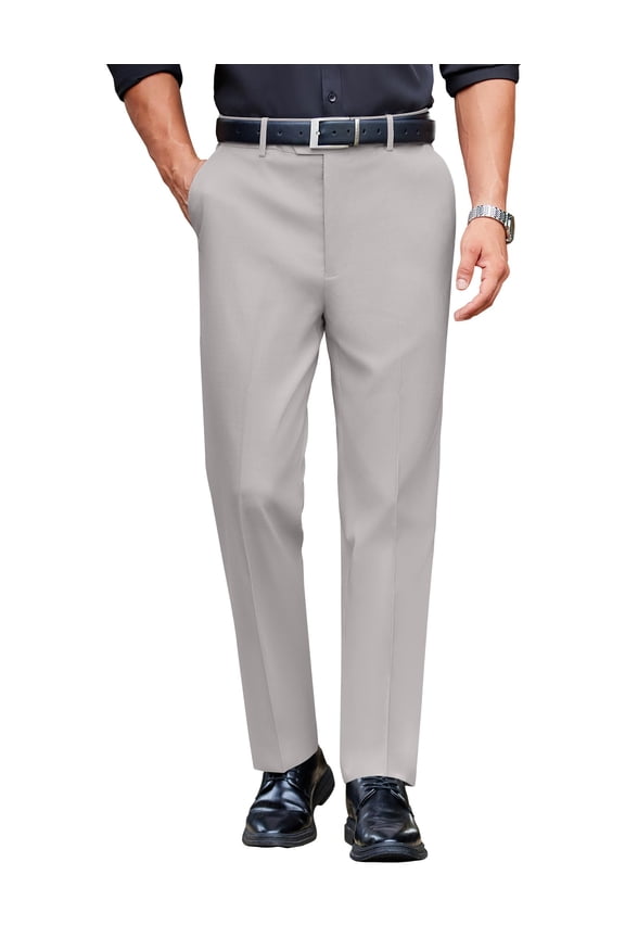Men's Regular Fitted Business Pants Modern Stretch Waist Dress Slacks