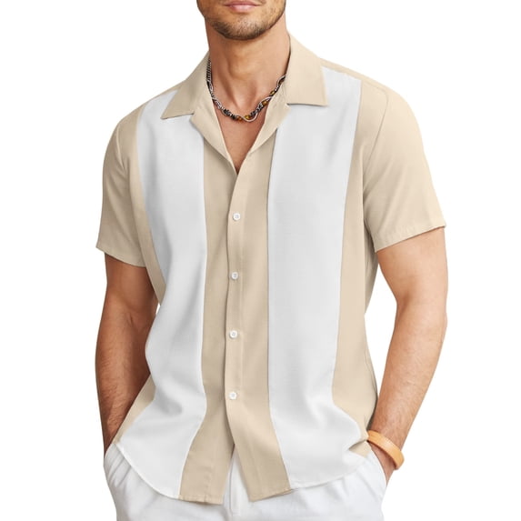 COOFANDY Men's Retro 50s Bowling Shirts Casual Button Down Short Sleeve Hawaiian Shirts