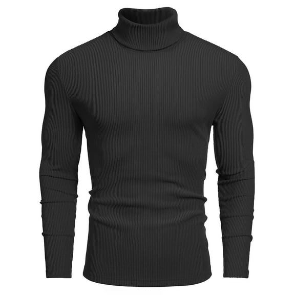 COOFANDY Men's Ribbed Turtleneck Sweater Casual Basic Long Sleeve Knitted Pullover Sweater