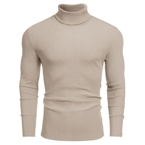 COOFANDY Men's Ribbed Turtleneck Sweater Casual Basic Long Sleeve Knitted Pullover Sweater