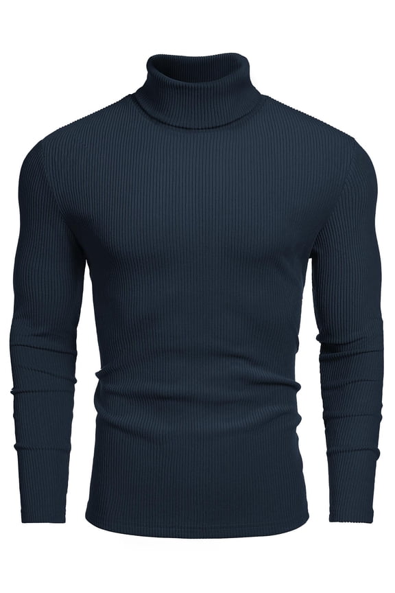 Men's Turtleneck Sweater Casual Basic Long Sleeve Pullover Sweater Knitted Pullover Top