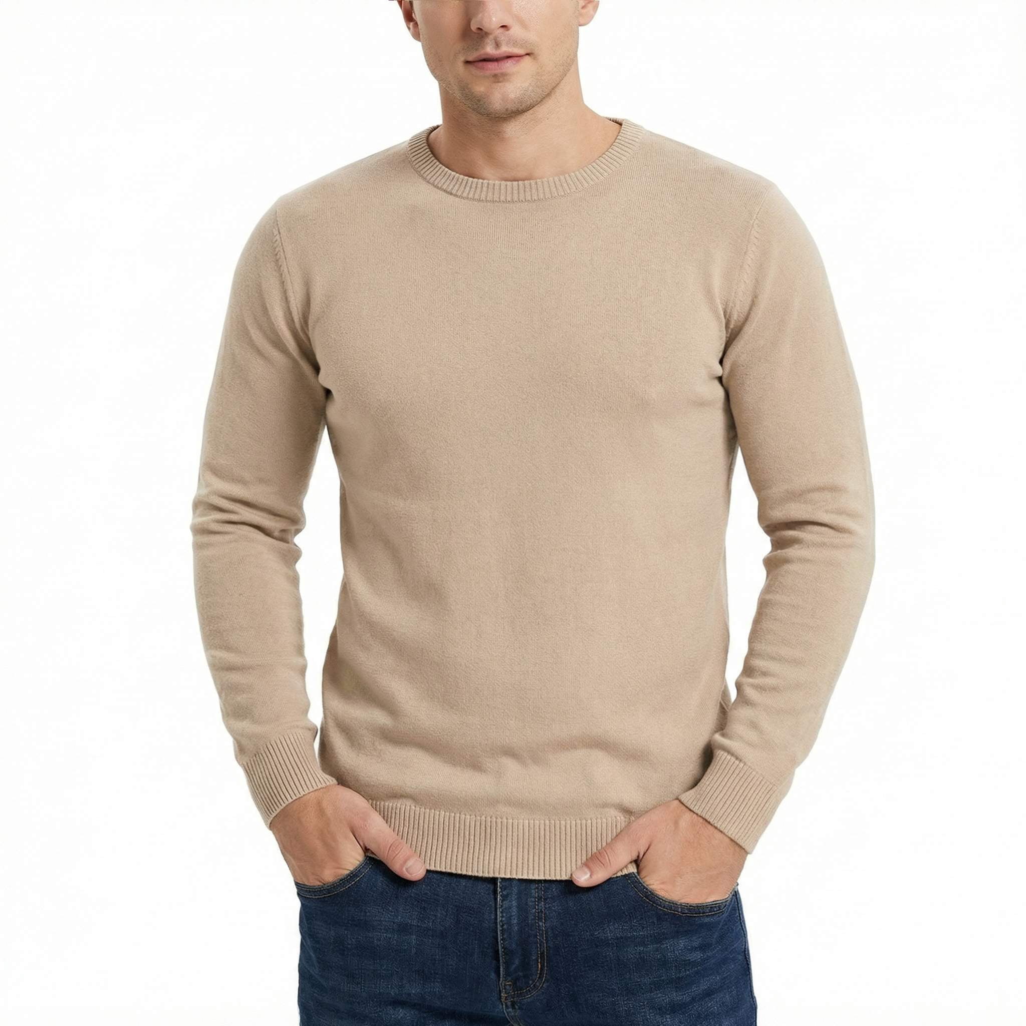 COOFANDY Men's Crew Neck Sweater Slim Fit Lightweight Sweatshirts Knitted Pullover for Casual Or Dressy Wear, Camel, XX-Large