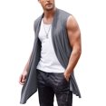 thumbnail image 1 of COOFANDY Men's Ruffle Shawl Collar Sleeveless Long Cardigan Vest, 1 of 5