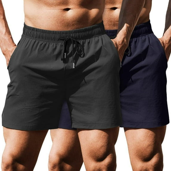 COOFANDY Mens 2 Pack Workout Gym Shorts Quick Dry Training Running Jogger Bodybuilding Weightlifting Pants with Pockets