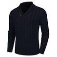 thumbnail image 1 of COOFANDY Men's Shawl Collar Pullover Sweater Slim Fit Casual Button Cable Knit Sweaters, 1 of 10