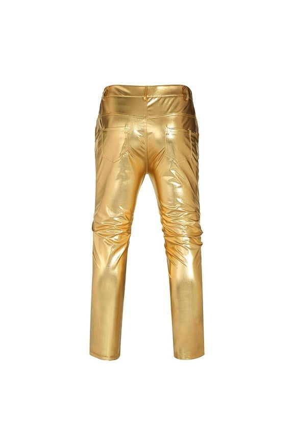 Men's Metallic Shiny Pants Night Club Pants 70s 80s 90s Disco Pant Party Dance Straight Leg Trousers
