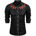 thumbnail image 1 of COOFANDY Men's Shirts Rose Embroidered Western Cowboy Shirt Long Sleeve Slim Fit Cotton Casual Button Down Shirts, 1 of 6