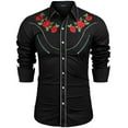thumbnail image 1 of COOFANDY Men's Shirts Rose Embroidered Western Cowboy Shirt Long Sleeve Slim Fit Cotton Casual Button Down Shirts, 1 of 6