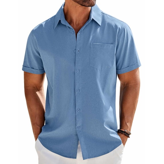 COOFANDY Men's Short Sleeve Button Down Shirt Casual Beach Summer Outfit