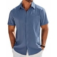 thumbnail image 1 of COOFANDY Men's Short Sleeve Button Down Shirt Casual Beach Summer Outfit, 1 of 6