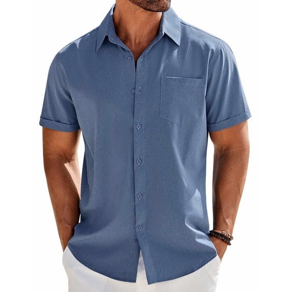 COOFANDY Men's Short Sleeve Button Down Shirt Casual Beach Summer Outfit