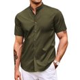 thumbnail image 1 of COOFANDY Men's Short Sleeve Button Down Shirt Muscle Fit Mandarin Collar Shirts Business Casual Outfits, 1 of 6